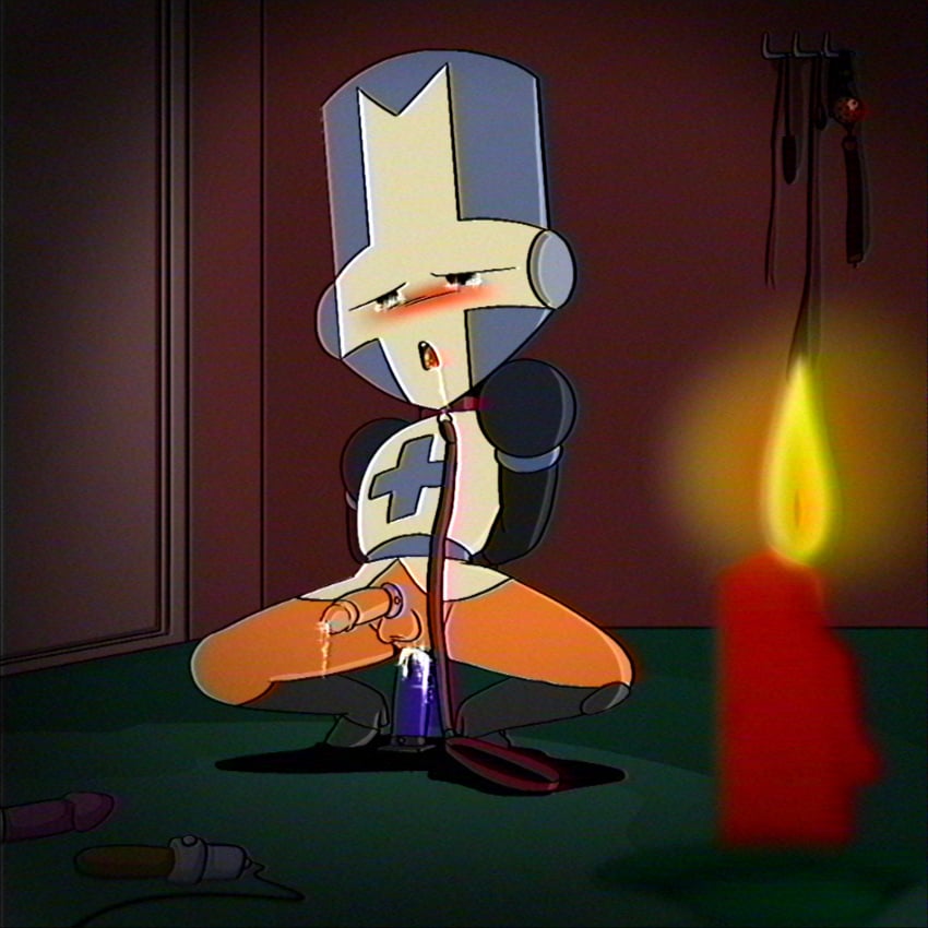 1990s_(style) bdsm bondage candle castle_crashers dildo dildo_in_ass grey_knight_(castle_crashers) male_only newgrounds retro_artstyle skinny solo sparkles toony toony_face