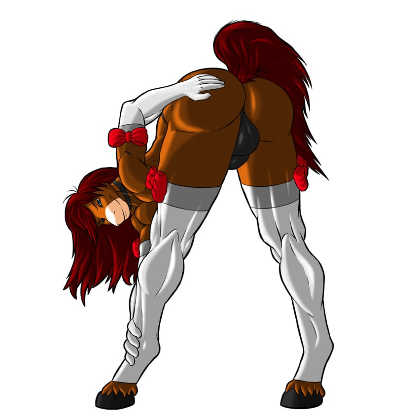 anthro ass behind bows crossdressing equine gay hooves horse lolpz looking_at_viewer male mane mouth outfit smile teasing thong valmir