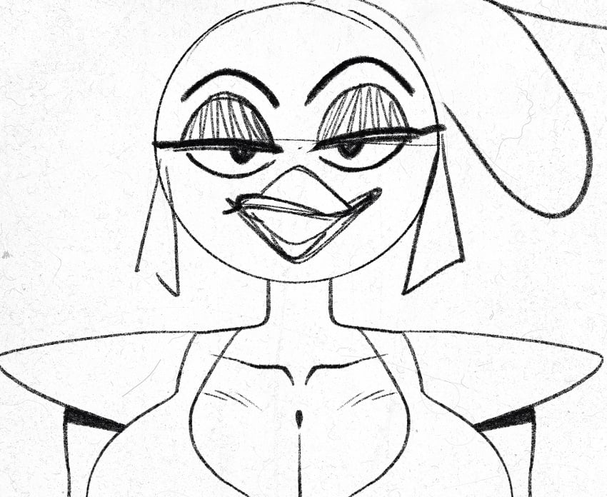 breasts breasts_in_front_of_face female five_nights_at_freddy's five_nights_at_freddy's:_security_breach glamrock_chica_(fnaf) scottgames seductive_look sketch steel_wool_studios white_hair wolftang