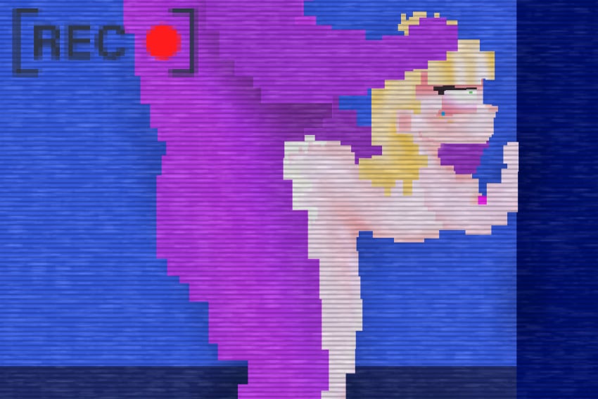 1boy1girl 8-bit against_wall backshots big_belly big_penis blonde_hair camera camera_pov choked choked_from_behind cum cum_in_pussy cum_on_ass doggy_style eye_roll fat_man five_nights_at_freddy's grabbing_hair green_eyes hair_grab mrs_afton neck_grab pink_nipples pixel_(artwork) pixel_art pixelated recording scottgames small_breasts tearing_up tears tears_in_eyes william_afton