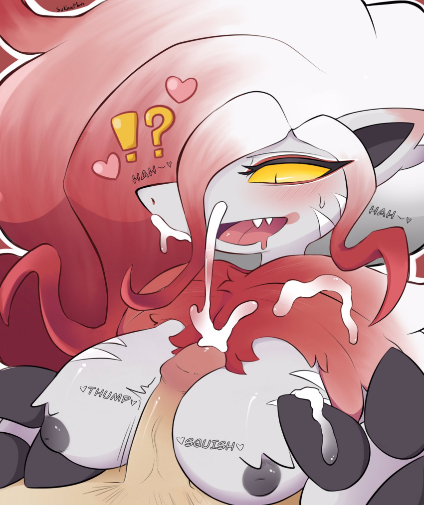 anthro areola biped black_areola black_nipples blush bodily_fluids breast_play breasts cum cum_on_fur duo erection female fur generation_8_pokemon genital_fluids genitals heart_symbol hi_res hisuian_form hisuian_zoroark interspecies male male/female nintendo nipples open_mouth paizuri penile penis pokemon pokemon_(species) pokephilia pupils red_body red_fur regional_form_(pokemon) sex slit_pupils svkhaiminh titfuck titjob white_body white_fur zoroark