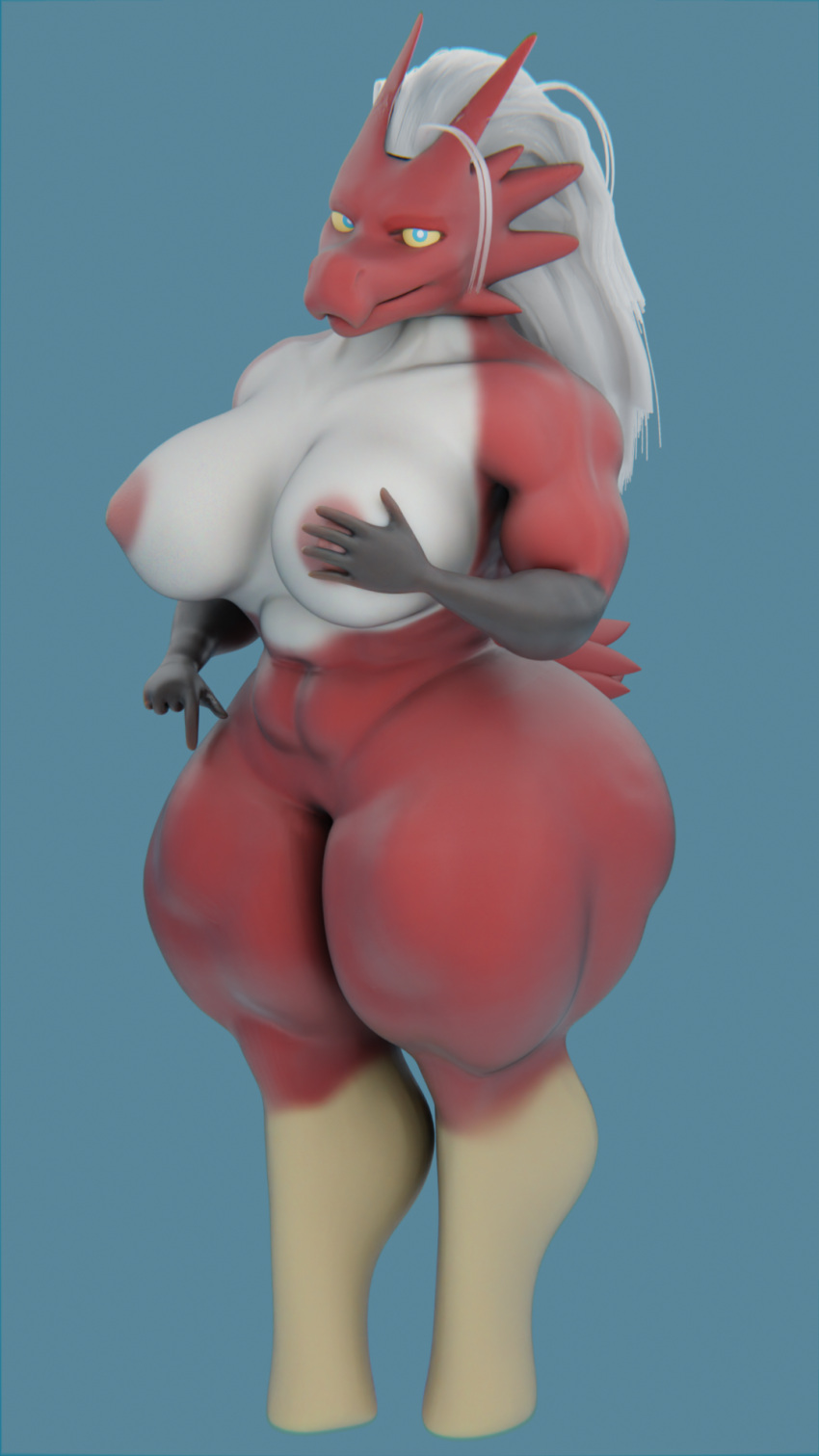 9:16 anthro ass big_breasts big_butt blaziken breasts digital_media_(artwork) female generation_3_pokemon hair hi_res looking_at_viewer nintendo nipples nude pokemon pokemon_(species) raguda simple_background solo tail thick_thighs wide_hips