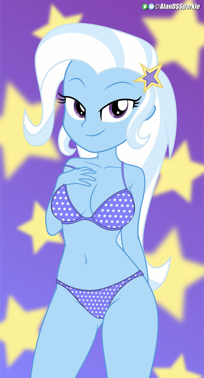 1girls abstract_background absurd_res alandssparkle blurry_background bra breasts cameltoe equestria_girls female female_only friendship_is_magic hasbro hi_res highres human lingerie looking_at_viewer my_little_pony navel panties pattern_underwear solo solo_female trixie_(mlp) trixie_lulamoon_(eg)