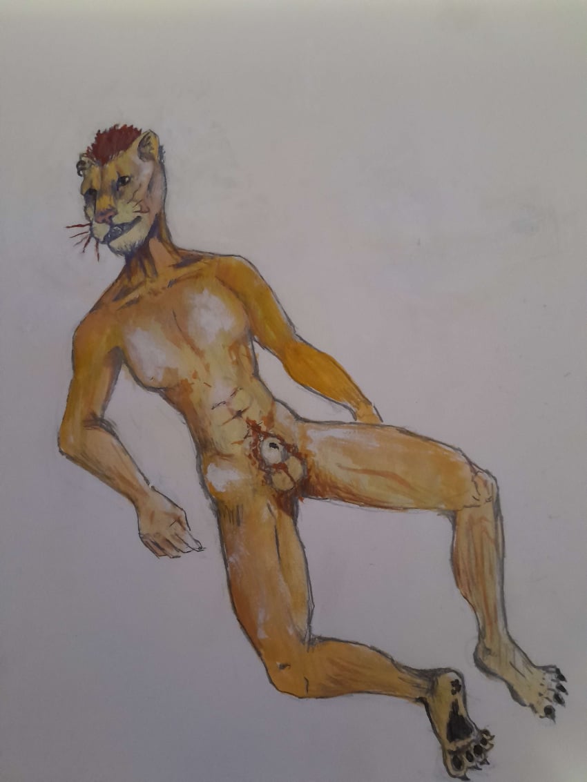 3:4 5_fingers 5_toes absurd_res anthro bethesda_softworks claws feet felid feline fingers genitals hi_res khajiit male mammal microsoft mohawk nude penis razum-dar shamblingmass~ simple_background solo the_elder_scrolls the_elder_scrolls_online toes