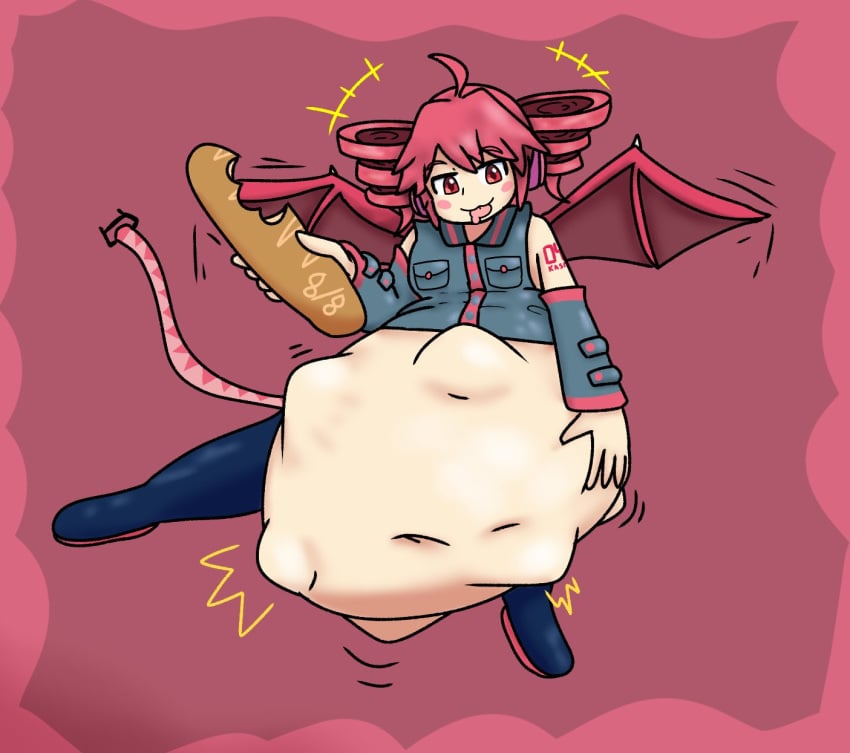 1girls dragon_wings female kasane_teto oral_vore robomondus same_size_vore tagme utau vore