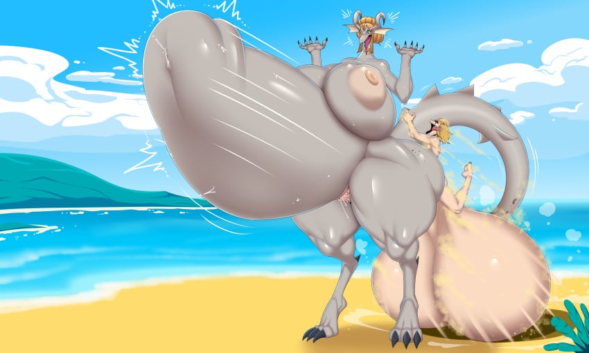 2025 absurd_res balls beach ber00 big_balls big_breasts blonde_hair breasts digital_media_(artwork) dragon duo female genitals green_eyes grey_body grey_scales hair hi_res huge_balls huge_breasts huge_hips huge_thighs human hyper hyper_balls hyper_genitalia hyper_hips large_insertion long_tail male male/female mammal motion_lines mythological_creature mythological_scalie mythology navel nipples nude penetration scales scalie sex size_difference small_but_hung stomach_bulge tail thick_thighs tongue tongue_out vaginal_penetration vaginal_penetration voluptuous_female wide_hips