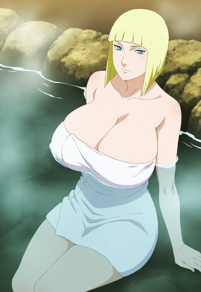 1girls ai_generated bare_shoulders barely_clothed bathing big_breasts blonde_hair blue_eyes blunt_bangs bob_cut breasts cleavage expressionless female female_only high_resolution hot_spring hourglass_figure light-skinned_female long_hair looking_at_viewer mature mature_female milf naruto naruto_(series) naruto_shippuden onsen partially_submerged presenting presenting_breasts relaxing samui short_hair sitting solo solo_focus steam steamy tempmark1 towel towel_only voluptuous voluptuous_female water white_towel yellow_hair