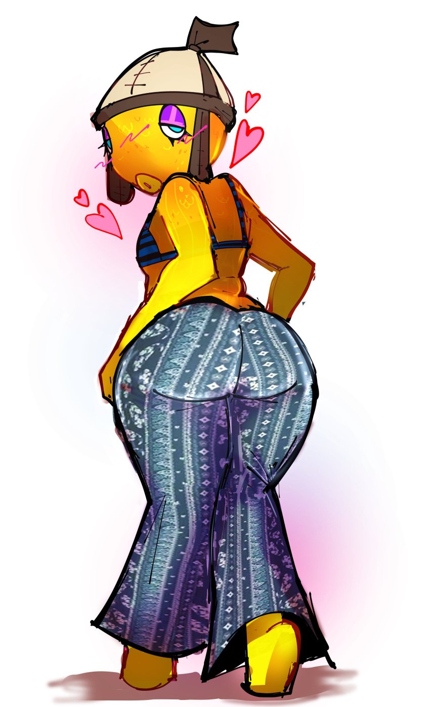 anthro ass_focus barefoot basslapping blush bra breasts chubby chubby_anthro eyelids eyeshadow fat_ass femboy fish fishstick_(fortnite) forbidden_pants fortnite fortnite:_battle_royale leggings looking_at_viewer male marine marine_humanoid orange_body small_breasts twink