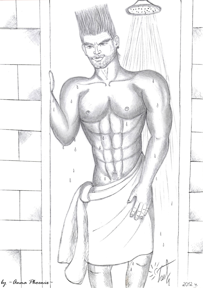 2012 anna_phoenix bath human male male_only paul_phoenix shower solo tekken towel water