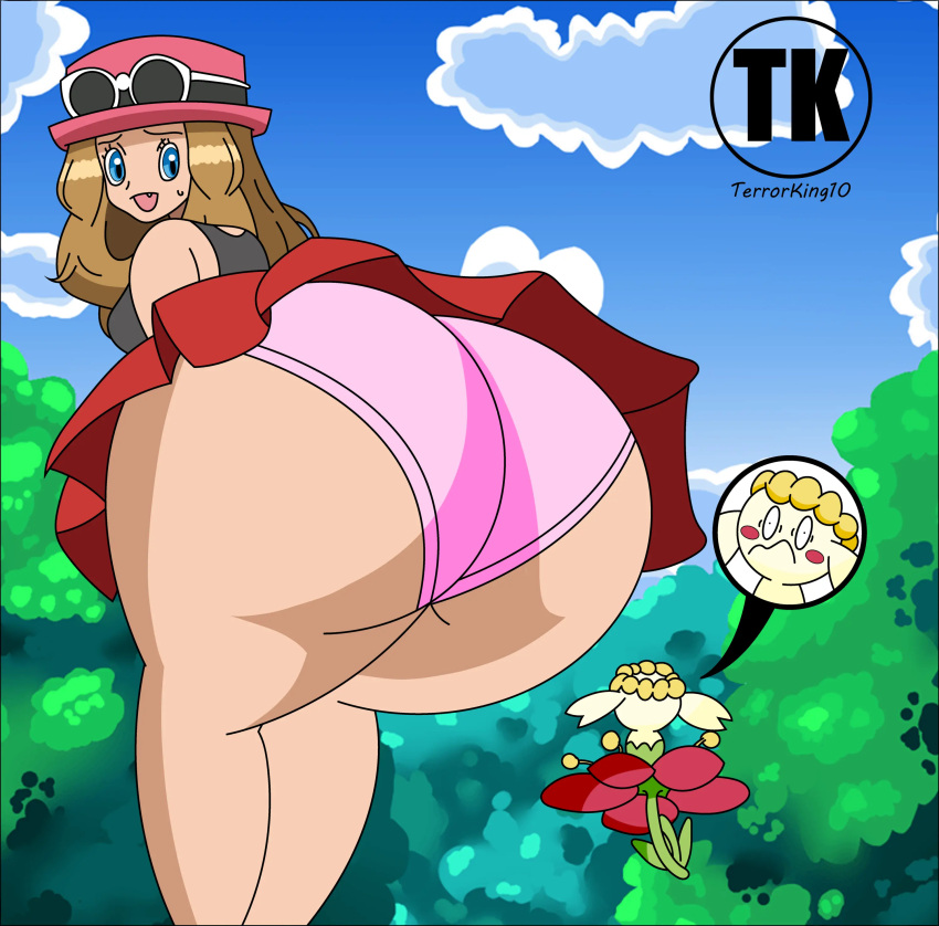 absurd_res ass ass_focus big_ass flabébé looming_butt nervous panties pokémon_(species) pokemon serena_(pokemon) serena_(pokemon_games) sweat terrorking10 thick_thighs upskirt