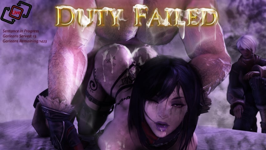 anal ass_fuck bad_end bodywriting cum_on_ass cutebuneira defeated defeated_heroine duty_failed final_fantasy_xiv from_behind garlean gpose(ffxiv) hand_on_neck pinned rape ruined_makeup slave viera