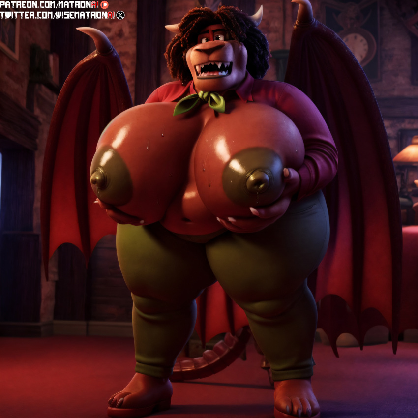 1girls 4k ai_generated anthro areola areolae bbw belly belly_button big_belly big_breasts chubby chubby_female corey disney feet female female_only furry highres huge_breasts large_breasts manticore massive_breasts massive_thighs matronai_(artist) navel nipples onward_(2020) overweight overweight_female patreon patreon_username pinup pixar shiny shiny_skin stable_diffusion sweat thick_thighs thighs twitter_username wide_hips wings