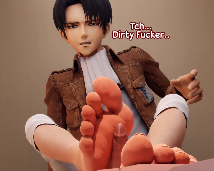 2boys attack_on_titan cum_on_feet foot_fetish foot_focus footjob gay levi_ackerman male/male mrgtsfloop pov shingeki_no_kyojin