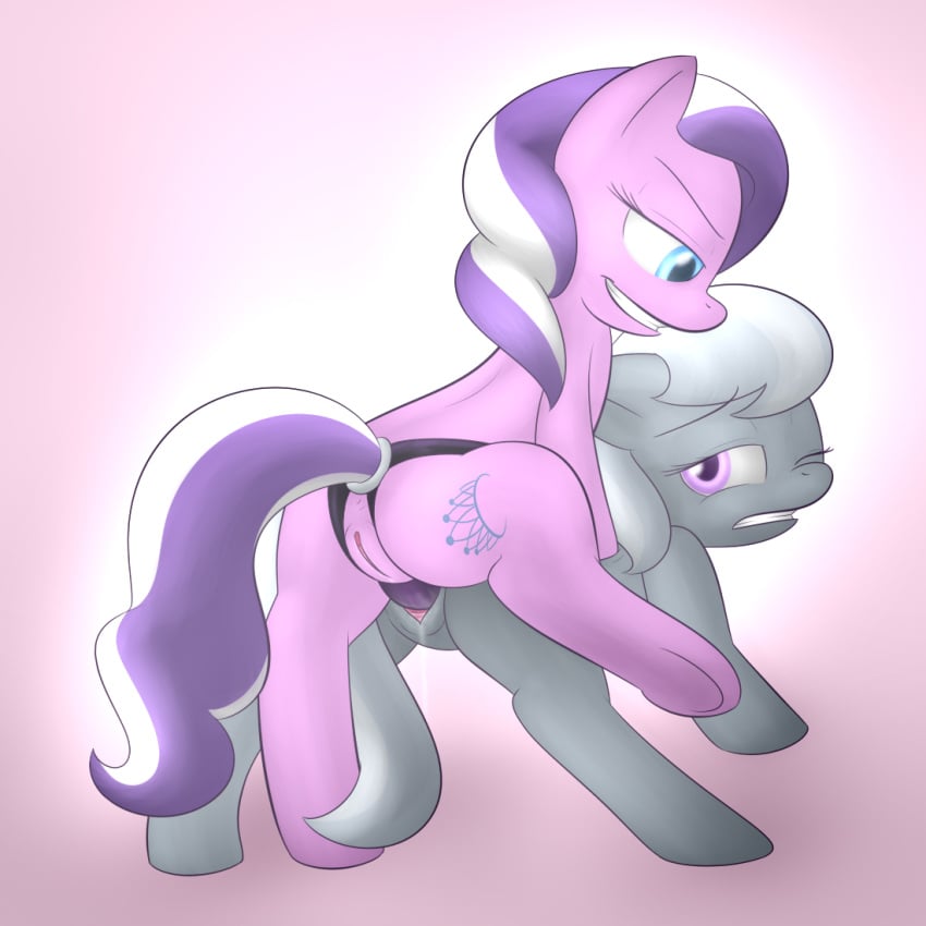 cutie_mark diamond_tiara_(mlp) dildo equine female friendship_is_magic from_behind horse krystil lamiaaaa my_little_pony one_closed_eyes penetration plain_background pony pussy sex_toy silver_spoon_(mlp) strapon two_tone_hair vaginal_penetration young yuri