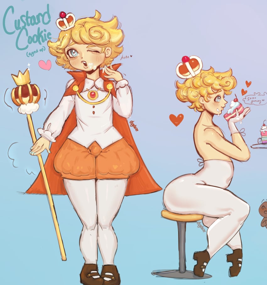 2025 aged_up ass ass_focus big_ass big_butt blonde_hair blue_eyes bottom_heavy bottom_heavy_femboy bulge chubby_femboy cookie cookie_run cookie_run_kingdom crk curvy curvy_body custard_cookie_iii degdaze eating femboy femboy_only feminine_male large_ass rear_focus shortstack shortstack_femboy slim_waist small_bulge stockings sweating tease teasing thick_butt thick_legs thick_thighs thong