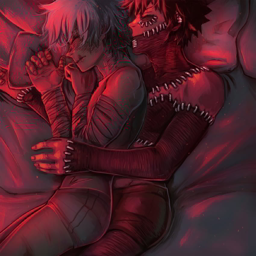 2boys boku_no_hero_academia burn_scar dabi gay male male/male my_hero_academia scars scars_all_over shigaraki_tomura sleeping todoroki_touya tomura_shigaraki touya_todoroki villain yaoi