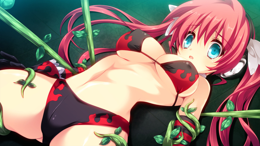 1girls bikini blue_eyes clothed clothing female female_only game_cg headphones maria_(revolver_girl_hammer_lady) pink_hair revolver_girl_hammer_lady shimesaba_kohada solo swimsuit tentacle tied_hair twintails underboob