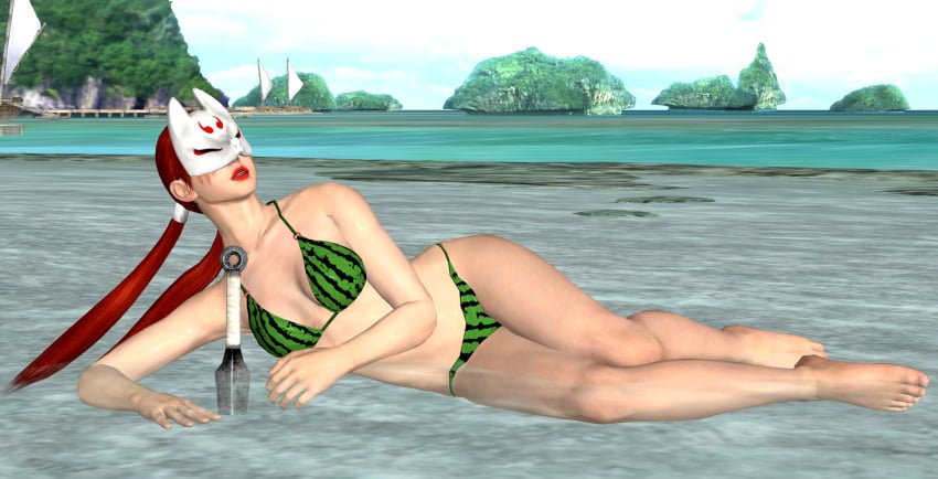 1girls 3d bikini bitterglassofboba female kunimitsu mask namco red_hair swimsuit tekken tekken_1 tekken_2 tekken_tag_tournament tekken_tag_tournament_2 twintails xnalara