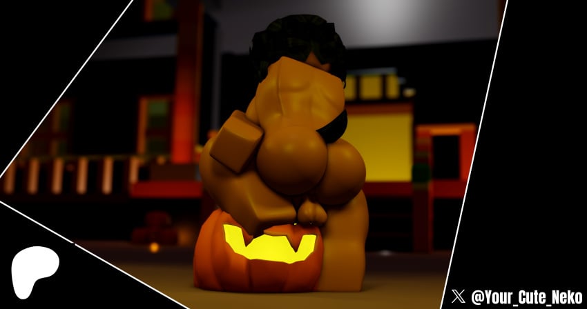 1futa 3d :p ass balls big_ass big_breasts big_thighs black_hair completely_nude dog_ears dog_girl dog_tail fucking_pumpkin futa_only futanari halloween intersex miri_(dogoonette) nude oc penis pumpkin pumpkin_masturbation roblox roblox_avatar robloxian twitter_username your_cute_neko