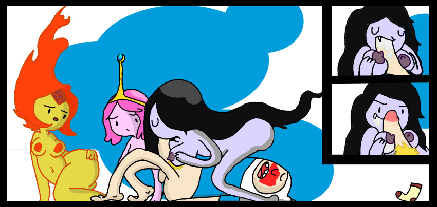 adventure_time finn_the_human flame_princess marceline princess_bubblegum sock_(artist)