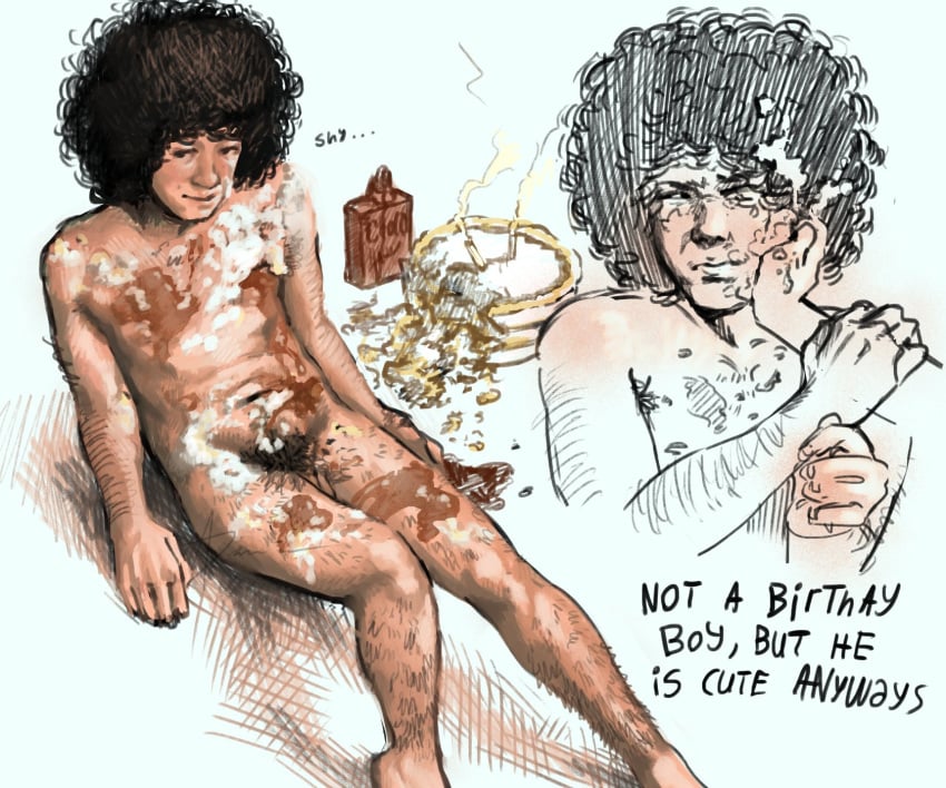 afro argentino birthday_boy blush cute food_kink food_play full_body naked_male old_man old_man_yaoi older_male oscar_moro rock_argentino rock_nacional seru_giran sitophilia submissive submissive_male suggestive