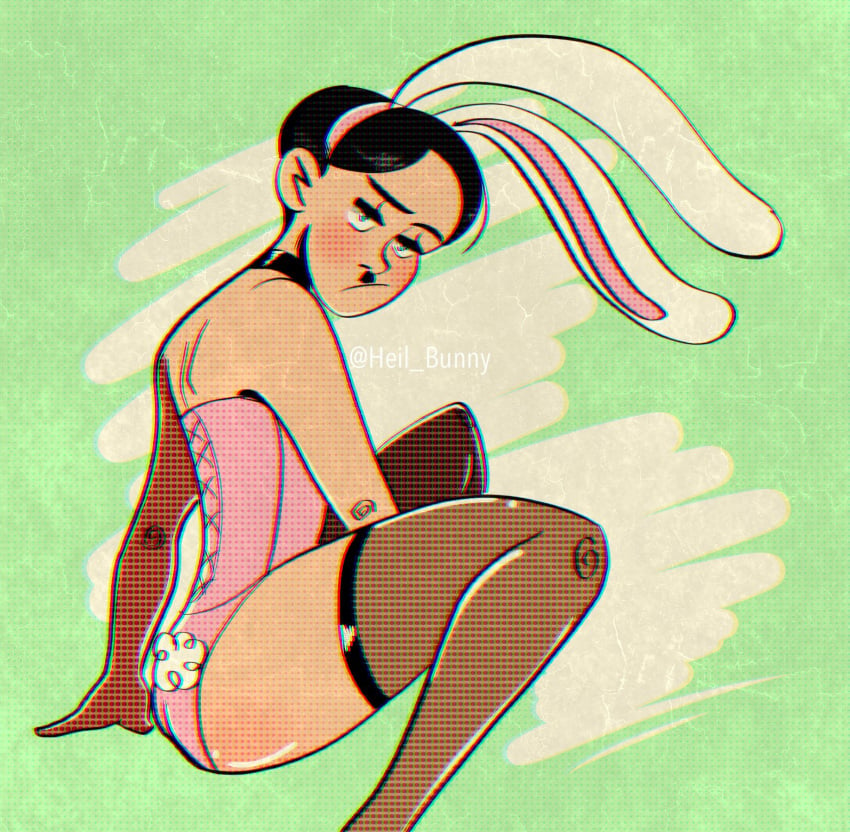 1boy adolf_hitler bunny_ears bunnysuit heil_bunny history male male_only nazi pink_leotard playboy_bunny solo stockings