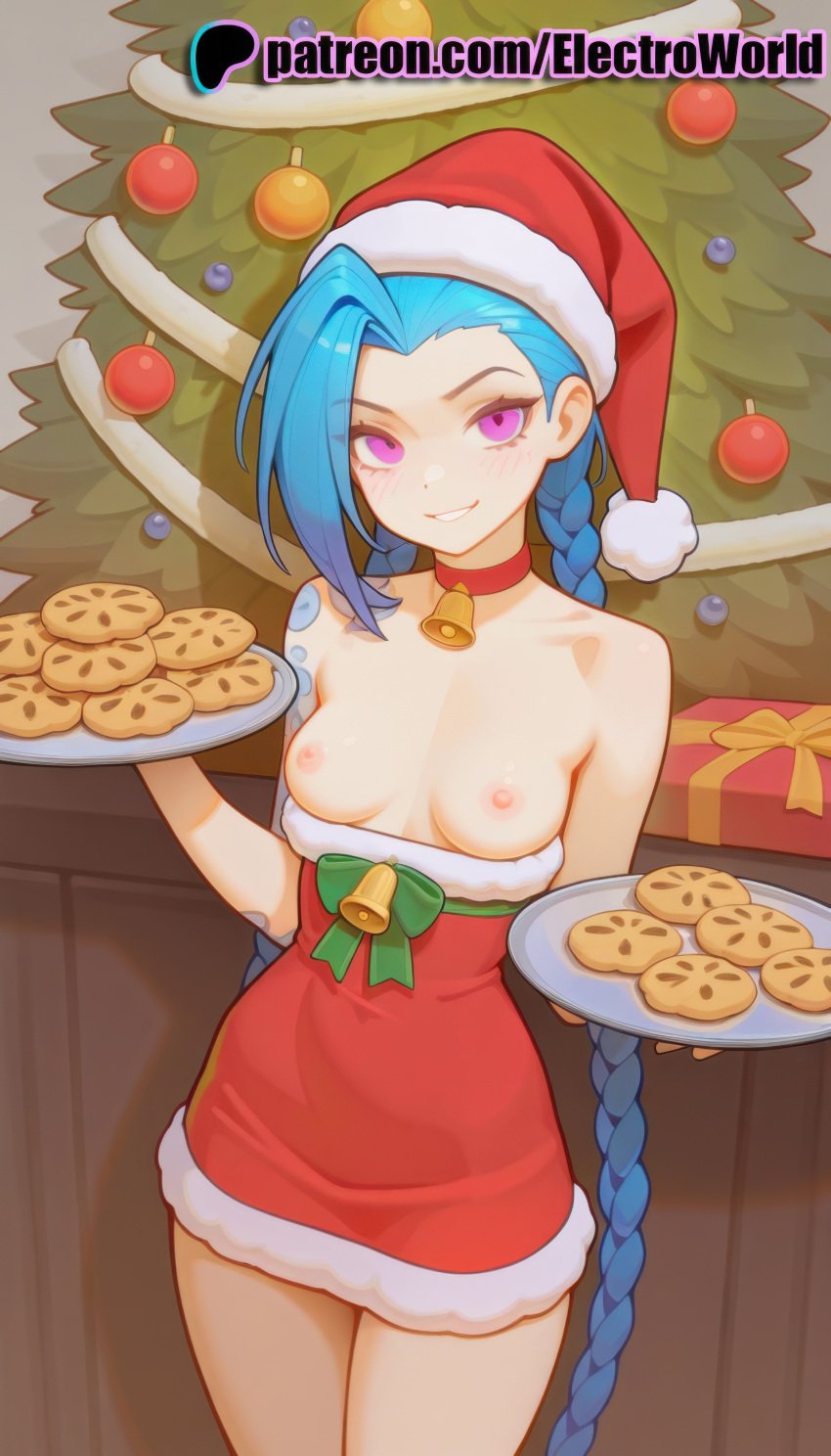 1female 1girls ai_generated arcane arcane:_league_of_legends arcane_jinx areola areolae arm_tattoo blue_hair blush breasts christmas christmas_clothing christmas_decorations christmas_lights christmas_outfit christmas_present christmas_tree cookie cookies curvaceous curvaceous_body curvaceous_female curvaceous_figure electroworld female female female_focus happy_new_year highres inviting_to_sex jinx_(league_of_legends) league_of_legends new_year nipples no_bra nude nude_female pleasure_face pleasured_female pov seductive seductive_female seductive_look seductive_pose solo solo_female solo_focus tree trembling trembling_for_pleasure uncensored voluptuous voluptuous_female wet wet_body wet_skin