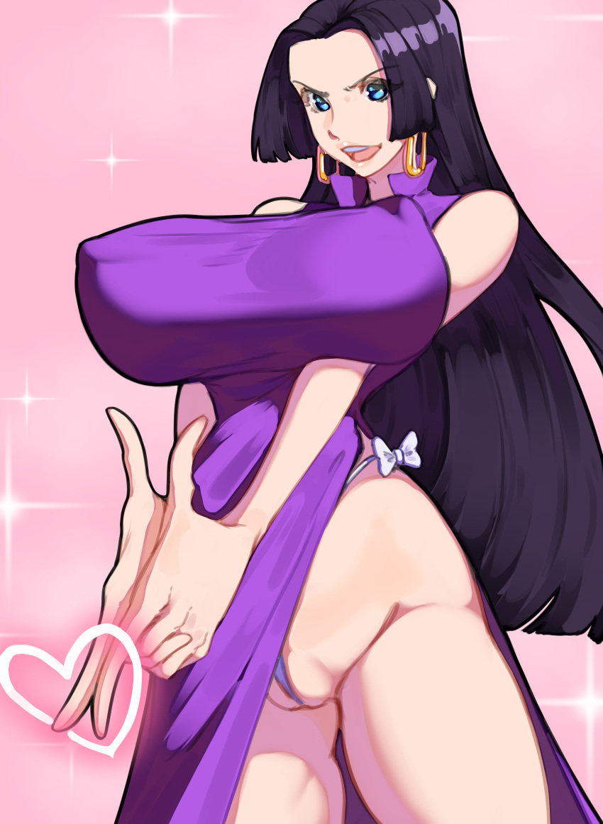 1girls 47_hard bare_arms bare_legs bare_shoulders bare_thighs big_breasts black_hair blue_eyes boa_hancock clothed clothing color female female_focus female_only hi_res jewelry large_breasts light-skinned_female light_skin long_hair looking_at_viewer nipples_visible_through_clothing one_piece panties pussy_visible_through_clothes shounen_jump solo solo_female tagme thick_thighs