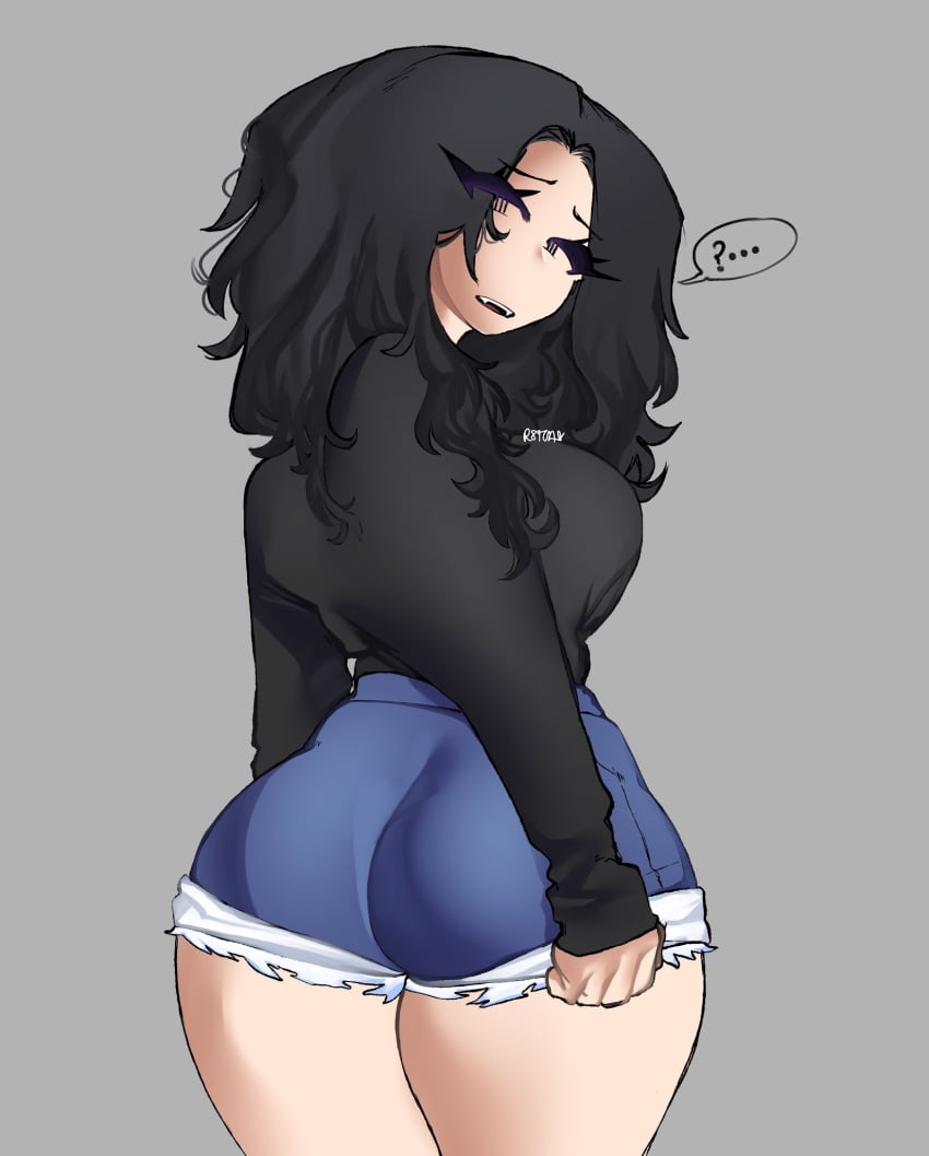 albanian ass breasts cute denim denim_clothing denim_shorts eyeliner heart huge_ass huge_breasts makeup monster monster_girl r8toa schizophrenia self-harm_scars self_harm_scars tagme thicc thick thick_thighs thighs toa_(r8toa)