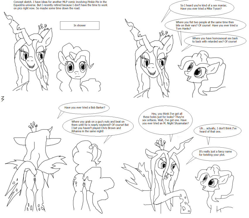 3pac comic friendship_is_magic my_little_pony pinkie_pie_(mlp) queen_chrysalis_(mlp) straight_hair