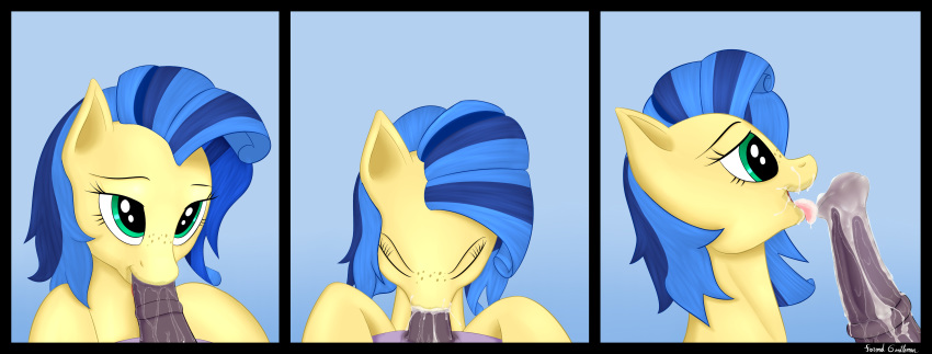 2014 blue_hair cum cum_in_mouth cum_inside equine female feral formal_gentleman freckles friendship_is_magic hair hooves horse male mammal milky_way_(character) milky_way_(mlp) my_little_pony original_character pony saliva saliva_string straight tongue tongue_out two_tone_hair uncensored