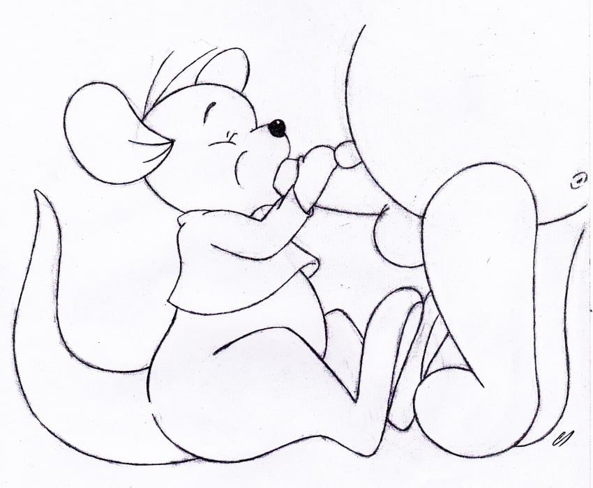 2boys anus anus_peek balls bear blowjob bottomless cub disney furry gay holding_penis kangaroo male male/male male_only marsupial monochrome oral oral_sex penis pooh_bear roo shirt smooth_skin tagme testicles unknown_artist ursid winnie_the_pooh_(franchise) yaoi