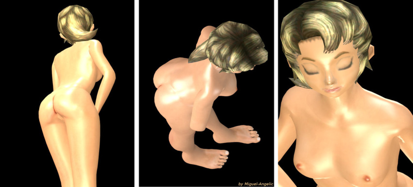 1girls 3d ass back blonde_hair breasts closed_eyes female female_only ilia miguel-angelic miguel_angelic nipples nude short_hair solo the_legend_of_zelda toes twilight_princess