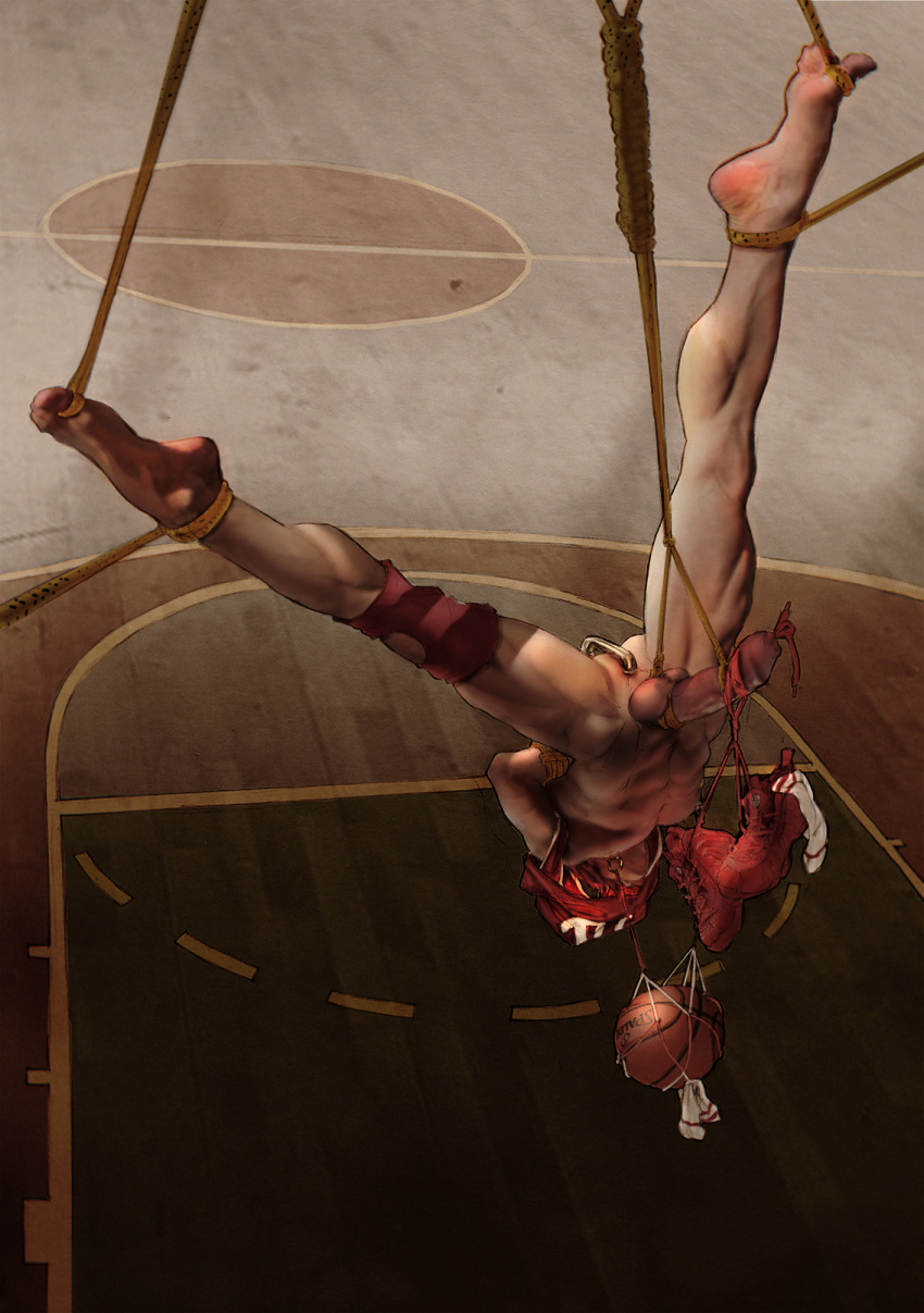 1boy abs after_school anal_hook anal_insertion arms_behind_back arms_tied balls barefoot basketball basketball_court bondage bottomless cock_and_ball_torture erection exposed feet feet_tied foreskin from_above functionally_nude_male helpless human human_only jock knee_support male male_only muscles muscular muscular_male nipple_piercing nipples pecs penis penis_insertion red_hair restrained shirt_up smooth_skin smooth_skinned_male solo_focus solo_male suspension testicles tied_penis tied_toes tied_up torture twunk uncircumcised uncut upside-down 非目