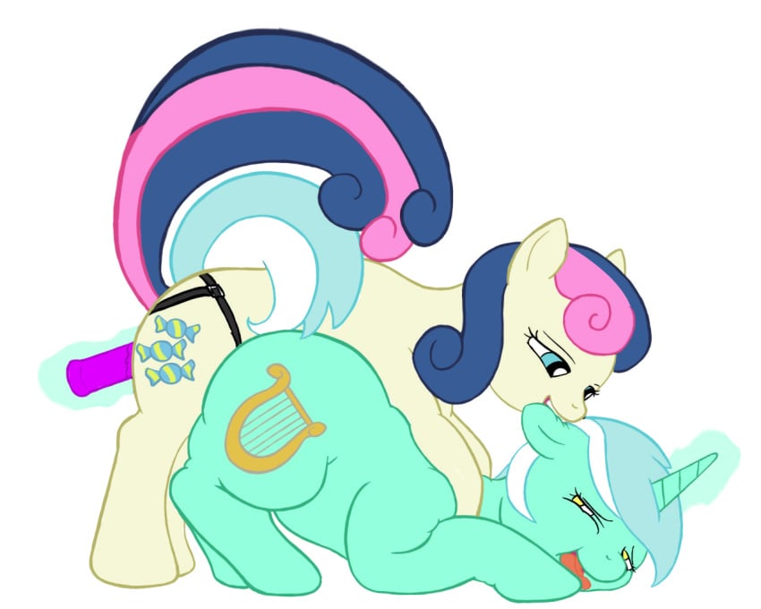 bonbon_(mlp) friendship_is_magic lyra_heartstrings_(mlp) my_little_pony reikitsune smooth_skin