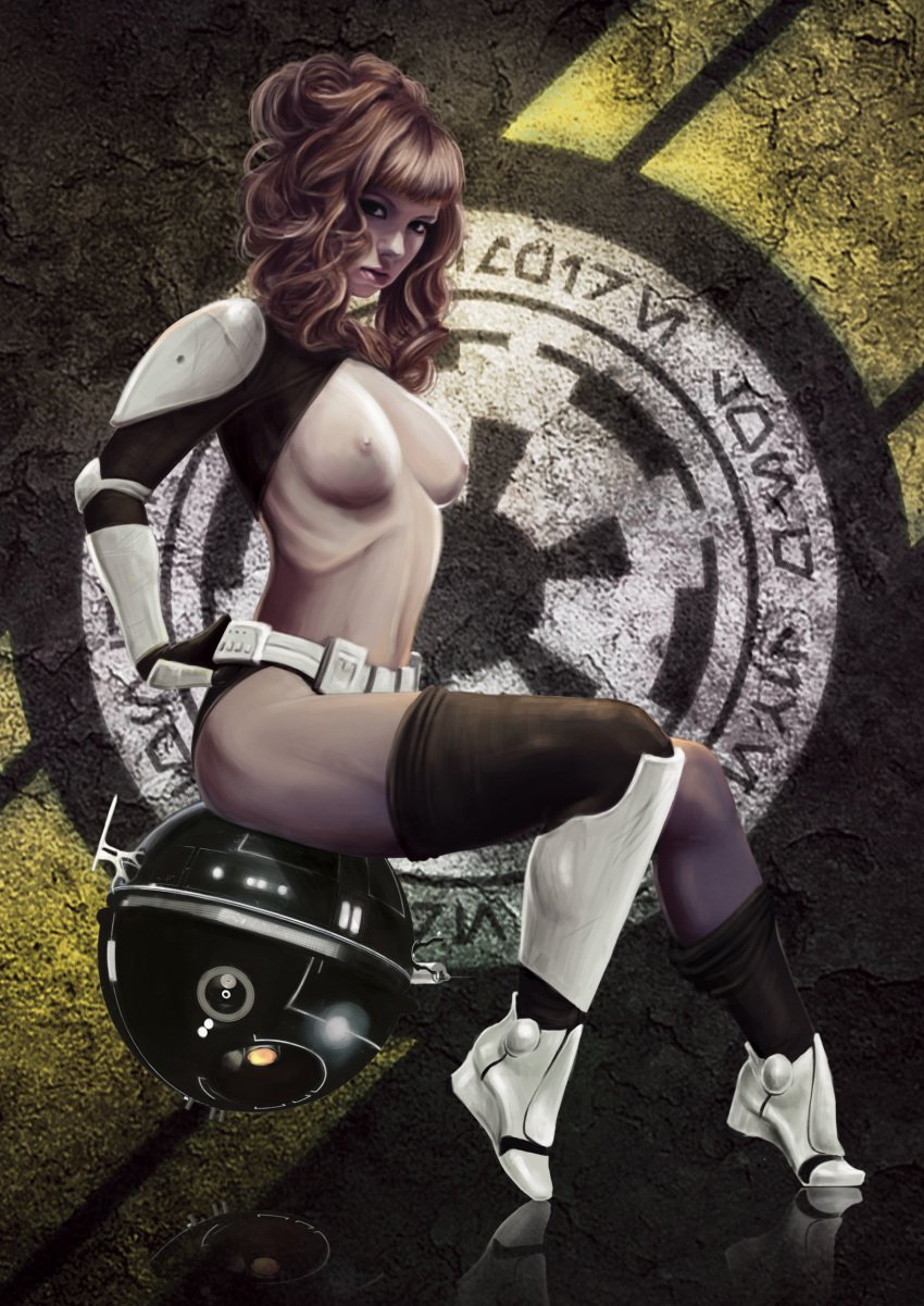 1girls 2012 alternate_version_available armor background belt breasts brown_hair clothing droid duo erolulz female female_stormtrooper footwear galactic_empire_insignia gloves hair hand_on_hip human interrogation_droid it-o_interrogator light-skinned_female light_skin long_hair looking_at_viewer panties partially_clothed pin-up pinup pose posing reflection ribs robot science_fiction shin_guards shoes side_view sitting sitting_on_person skinny small_breasts socks star_wars stockings stormtrooper thighhighs underwear