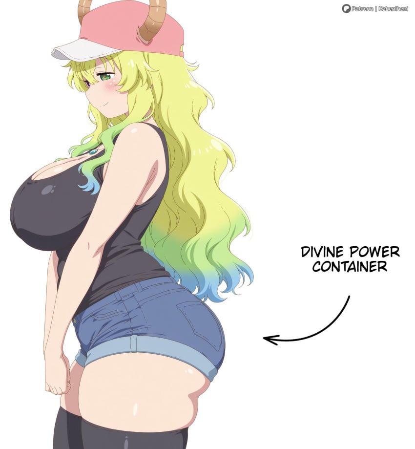 ass big_ass big_breasts boobs breasts evil_container fat_ass kobayashi-san_chi_no_maidragon long_hair lucoa lucoa_(maidragon) shorts thick_thighs thighs