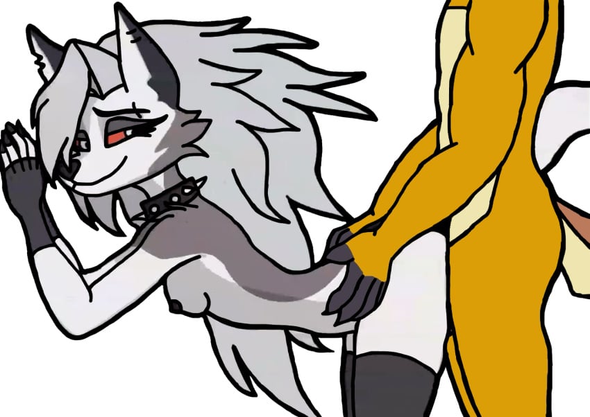 1boy 1girls anthro breasts canid canine canis demon demon_girl ear_piercing ears faceless_male female fingerless_gloves furry furry_female goth goth_girl grey_body grey_fur grey_hair hellhound helluva_boss long_hair loona_(helluva_boss) male male/female mythological_canine mythological_creature mythology naked naked_female naked_male nipples notched_ear nude nude_female nude_male red_sclera sex sex_from_behind small_breasts smile spiked_collar two-tone_body two-tone_fur unseen_male_face vivienne_medrano vivziepop white_body white_eyes white_fur wolf wolf_girl