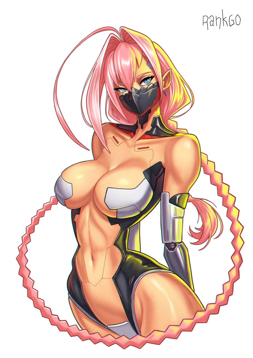 1girls blue_eyes color cyberpunk:_edgerunners cyberpunk_2077 cyberpunk_girl cyborg cyborg_girl female female_focus female_only hi_res long_hair looking_at_viewer pink_hair rankgo slim_waist solo solo_female talia_yang tan_body tan_skin thick_thighs