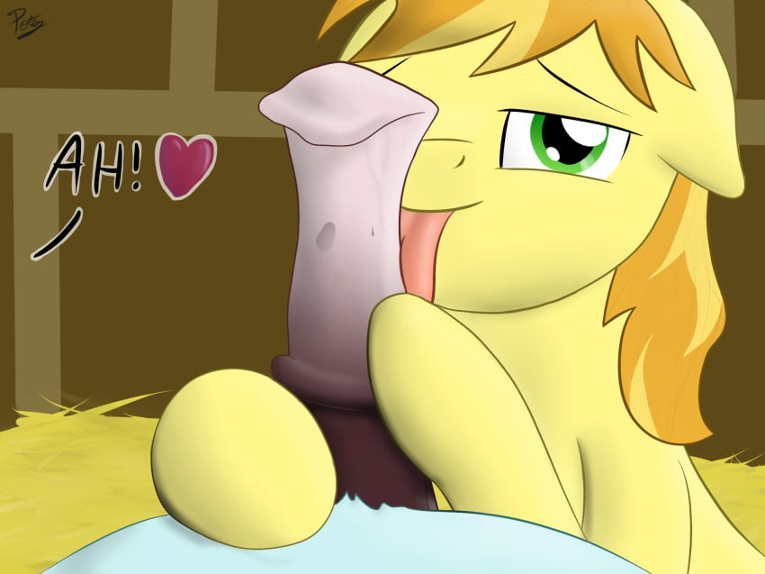 animal_genitalia bedroom_eyes blonde_hair braeburn_(mlp) earth_pony equine fellatio feral friendship_is_magic fur furry furry_only green_eyes hair heart horse horsecock licking looking_at_viewer male male_pov mammal my_little_pony oral oral_sex penis pony potes pov sex smile soarin_(mlp) tongue wonderbolts_(mlp) yaoi yellow_fur