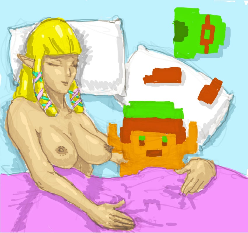 8-bit dstruction goddess humor hylian link link_(nes) nintendo pixel_art princess_zelda skyward_sword the_legend_of_zelda the_legend_of_zelda_(nes) zelda_(skyward_sword)