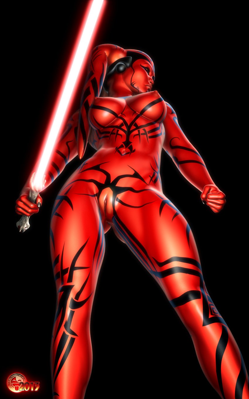 1girls 3d breasts darth_hell darth_talon female female_focus female_only female_solo lightsaber nude nude_female pussy red_lightsaber red_skin sith sith_lady star_wars star_wars:_legacy twi'lek yellow_eyes