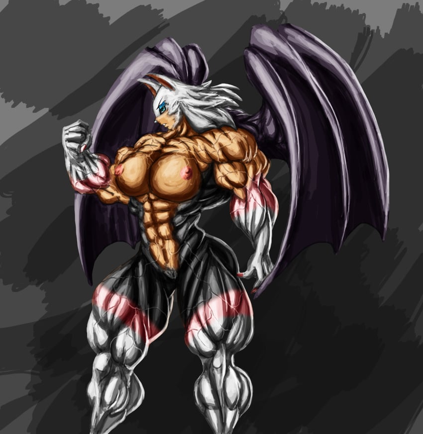 abs anthro b9tribeca bat breasts color extreme_muscles female female_only fur furry muscles nipples rouge_the_bat solo sonic_(series) standing tagme wings