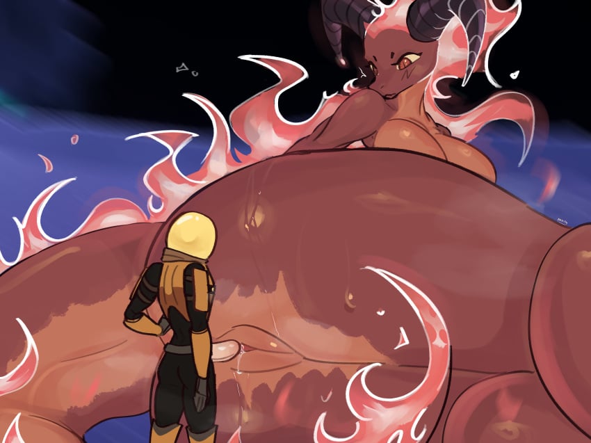 absurd_res angry anthro armor ass big_breasts blush bodily_fluids breasts broken_horn clothed clothing commando_(risk_of_rain) digital_media_(artwork) dragon duo erection female fire genitals headgear helmet hi_res horn human humanoid ifrit_(risk_of_rain) male male/female mammal monyauwu mythological_creature mythological_scalie mythology nude penis pussy risk_of_rain scalie sex shocked sweat sweatdrop tail topwear vaginal_penetration yellow_sclera