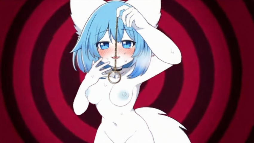 ai ai_generated animal_ears ass background because_i_had_nothing_better_to_do_lol blue_eyes blue_hair blush bottom breasts chains clothes_removed edit hand_over_own_mouth hatsune_miku hypnosis lavender_town novelai nude parody stopwatch tagme virtual_youtuber wolfychu youtube youtuber