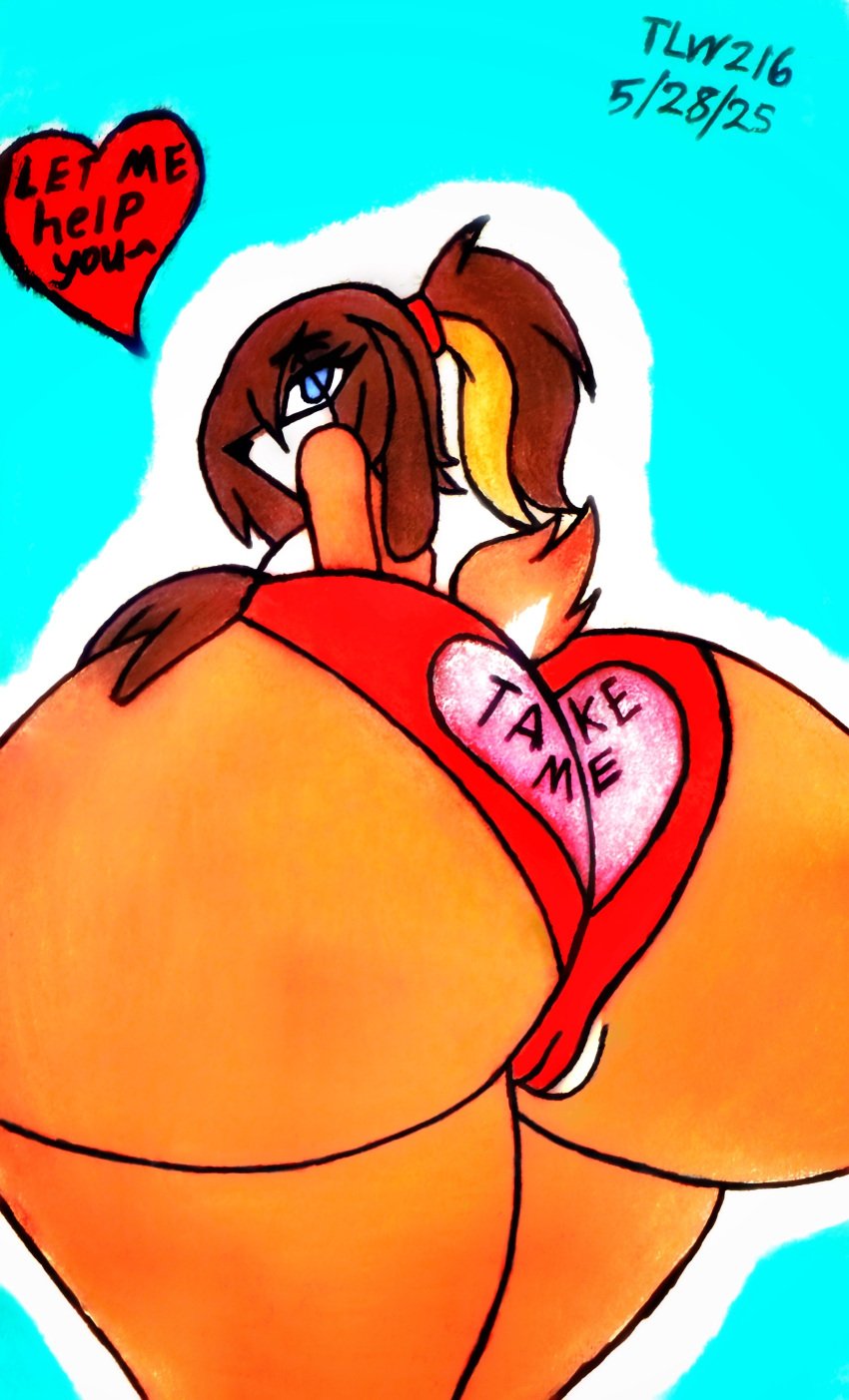 absurd_res alien anthro ass big_butt camel_toe clothing female genitals heart_symbol hi_res jedi lagomorph leporid looking_at_viewer lop_(star_wars_visions) mammal panties presenting presenting_hindquarters pussy rabbit simple_background solo star_wars star_wars_visions text theloanwanderer216 tlw216 traditional_media_(artwork) underwear