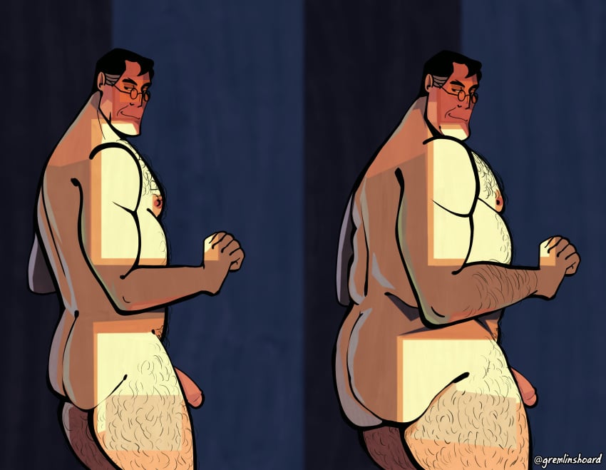 before_and_after belly big_ass chubby dilf fat_ass fit_male gremlinshoard hairy male medic_(team_fortress_2) nude_male penis pinup soft_penis team_fortress_2 tf2