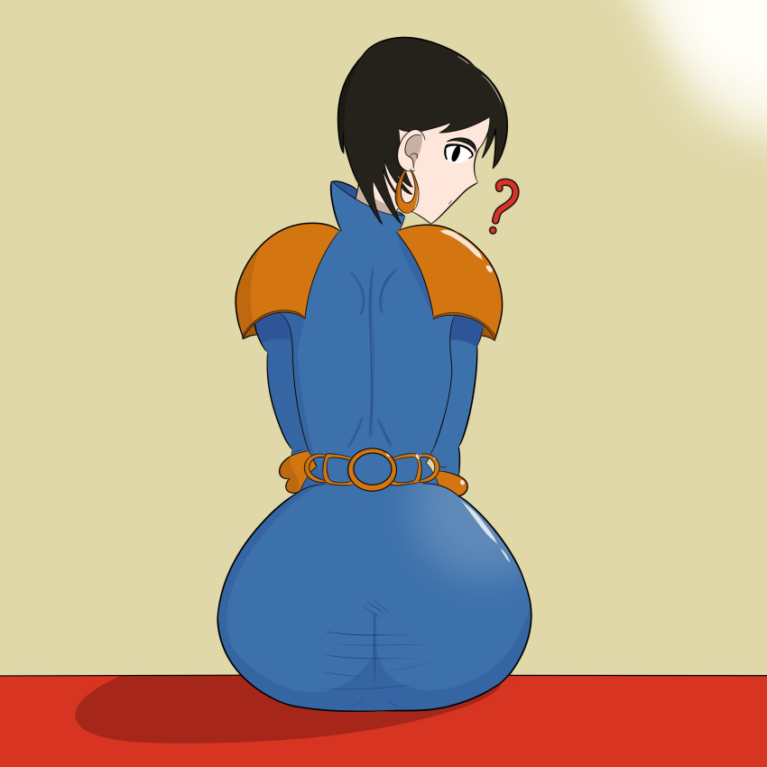 1girls bernice_summerfield big_ass black_hair crabla latex_suit short_hair sitting