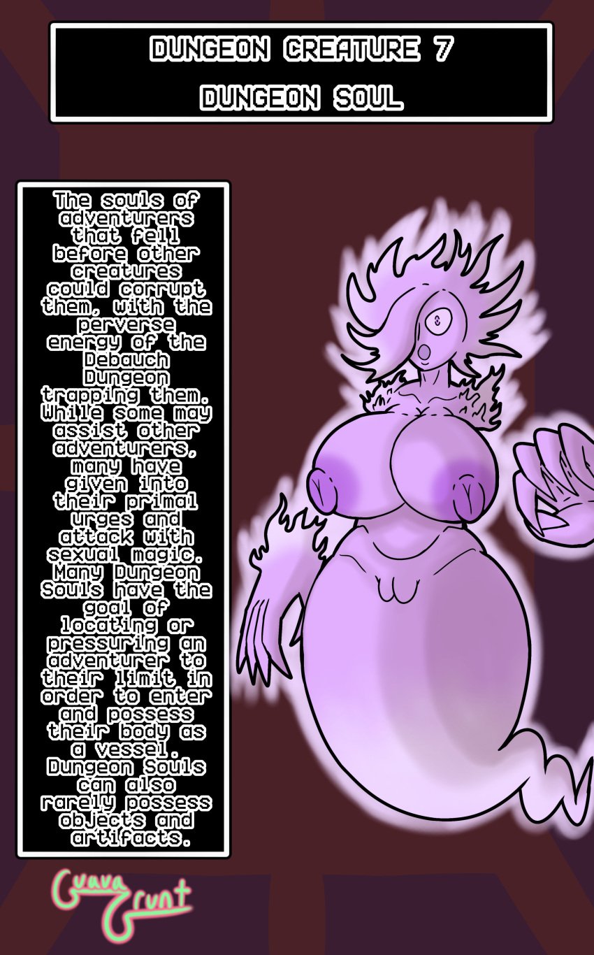 1girls 2d aura big_breasts character_profile character_sheet exposed_breasts exposed_nipples exposed_pussy female female_only floating floating_hands ghost ghost_girl glowing guavagrunt huge_breasts monster monster_girl nude nude_female original purple_body purple_eyes purple_hair purple_nipples pussy simple_background solo_female spirit