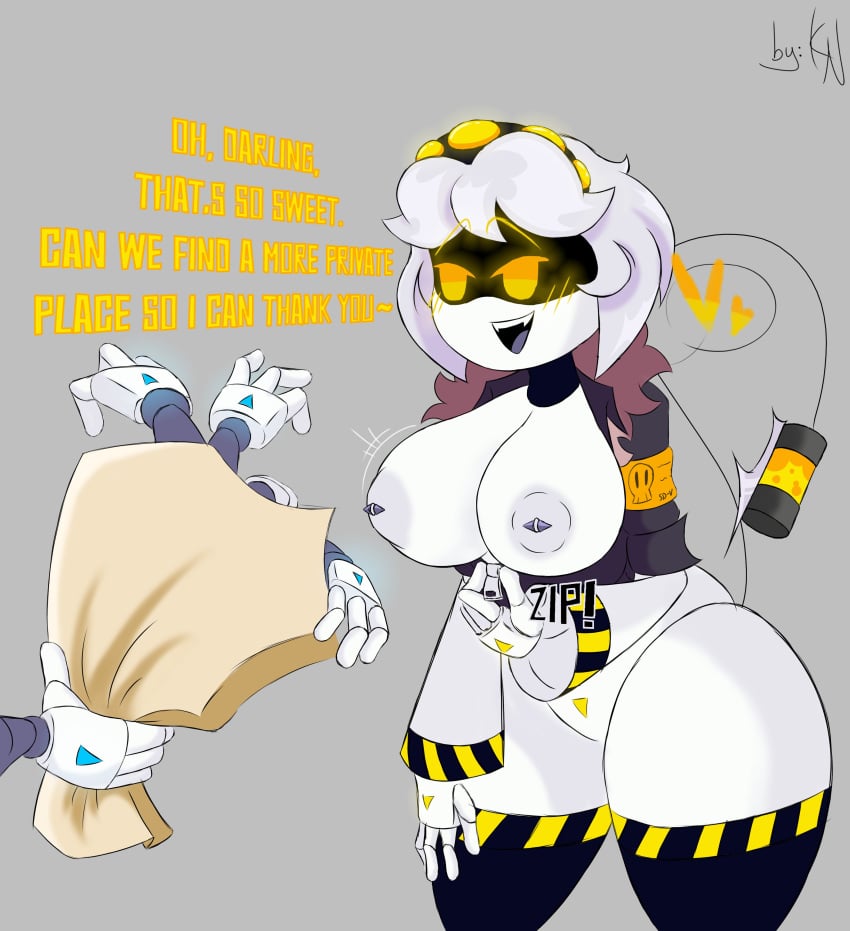 1female 1girls 4_fingers areolae big_breasts blush_lines bottomless bottomless_female breasts breasts_out butt female female_only glitch_productions glowing_eyes jacket kayl murder_drones nipples pierced_nipples piercing piercings robot robot_girl severed_arm severed_limb sharp_fangs short_hair tagme tail thick_thighs thighs unzipped_jacket unzipping v_(murder_drones) white_hair yellow_eyes zipper